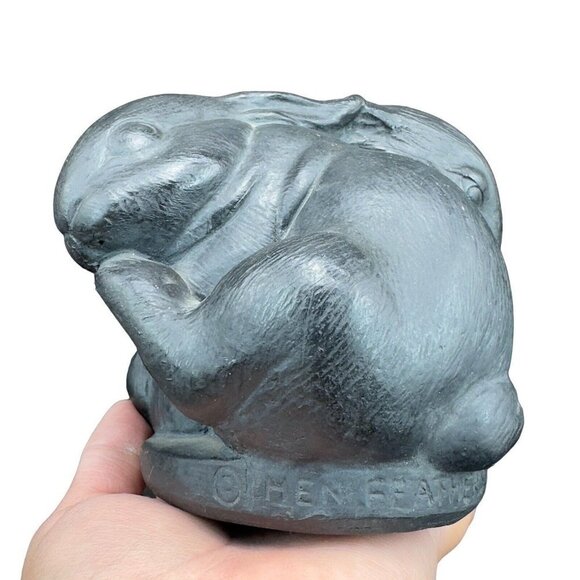 Vintage Hen Feathers Two Bunnies Collection 1985 Pottery Sculpture Figurine VTG - Picture 8 of 14